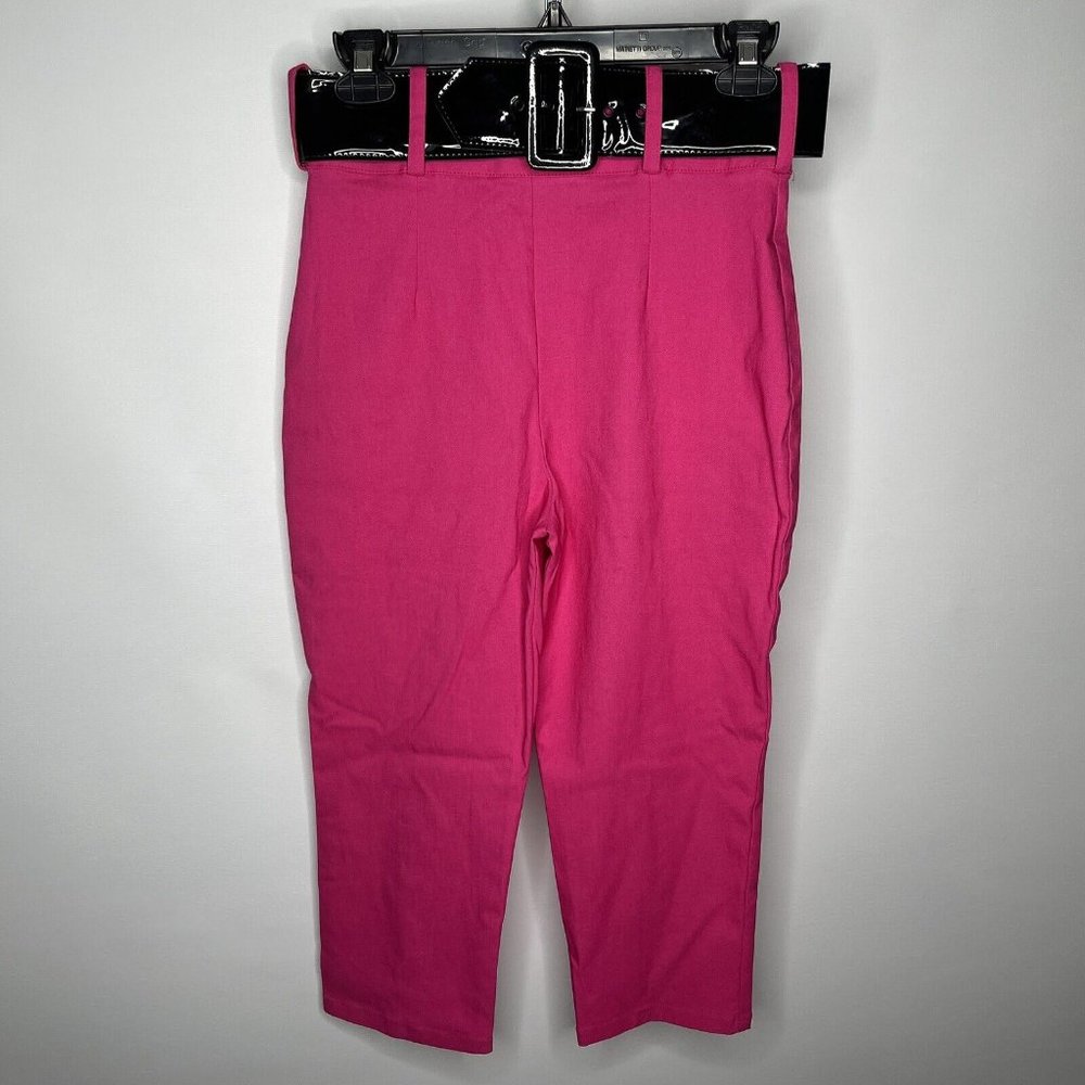 Deadly Dames PUG Retro 50s Deadly Curves Belted Hot Pink Capri Pants